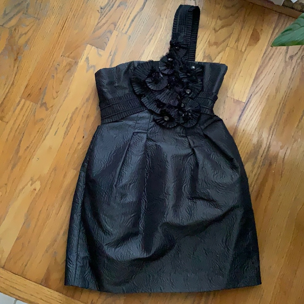 Navy blue, metallic dress